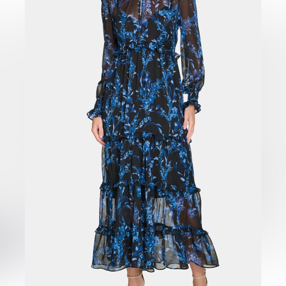Tommy Hilfiger Women Smocked Neck and Cuffs Long Sleeves Maxi Dress. Size 2. New - Picture 7 of 17
